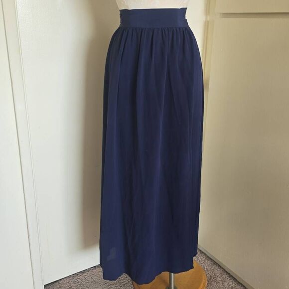 Paolita Navy Wrap Maxi Skirt/ Beach Cover up, Sheer Silk Crepe, Sz. S, EUC - Picture 1 of 8